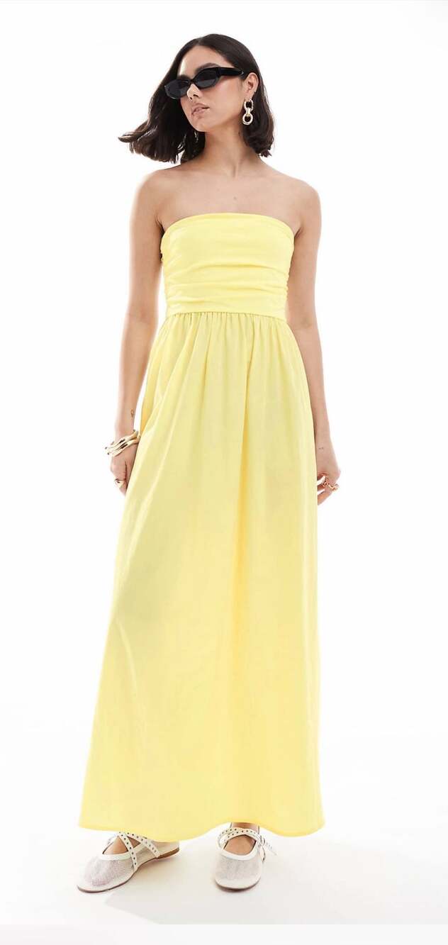 ASOS DESIGN Poplin Jersey Maxi Dress in Buttermilk Yellow